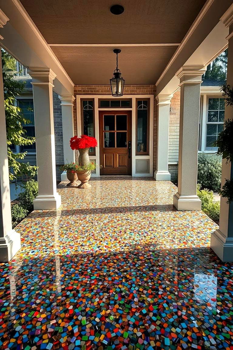 Glass Aggregate Concrete - 24 Concrete Porch Ideas