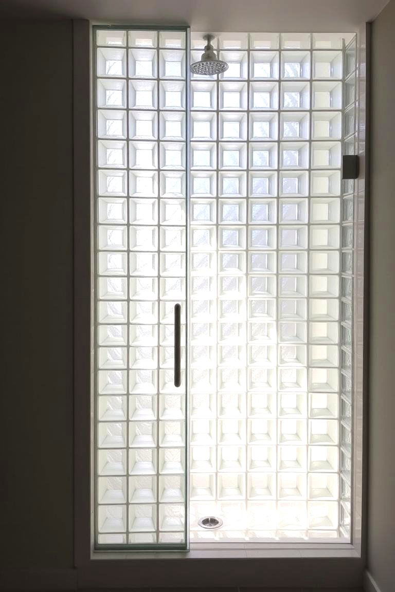 Glass Block Wall - 24 Bathroom Wall Ideas