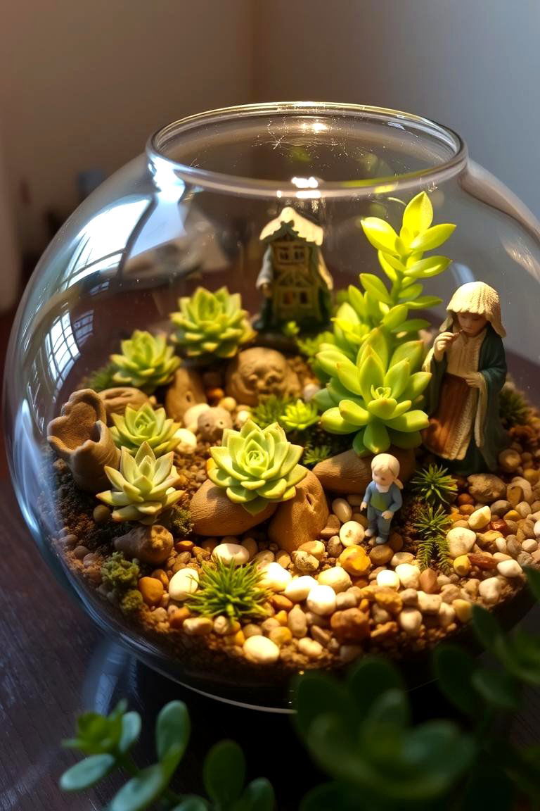 Glass Bowl Fairy Garden - 24 Fall Bedroom Decor Ideas