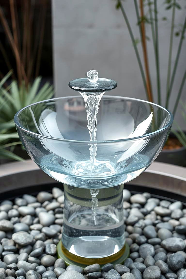 Glass Bowl Fountain - 24 Backyard Fountain Ideas