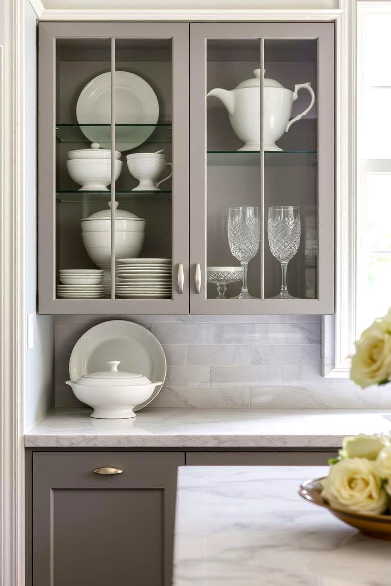 Glass Cabinet Doors for Open Storage - 24 Kitchens Without Upper Cabinets