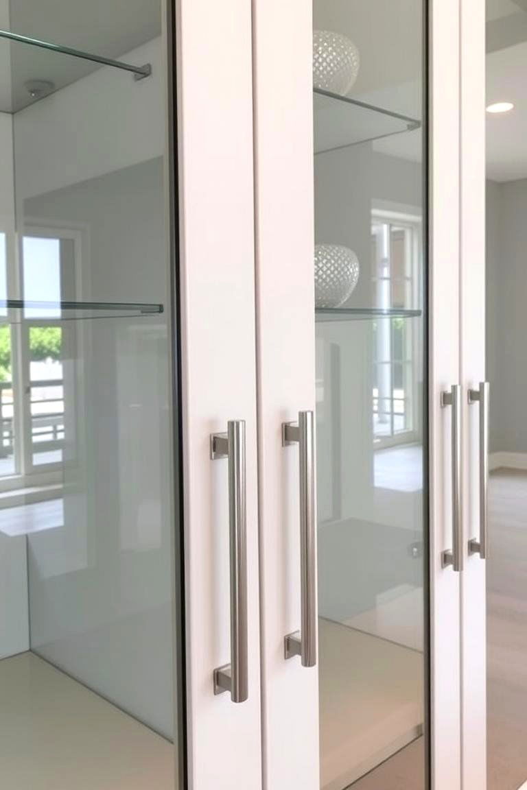 Glass Cabinet Doors with Bold Hardware - 24 Modern Style Glass Kitchen Cabinets