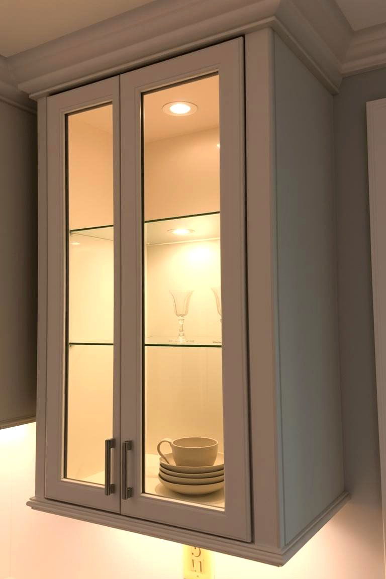 Glass Cabinets with Accent Lighting - 24 Modern Style Glass Kitchen Cabinets