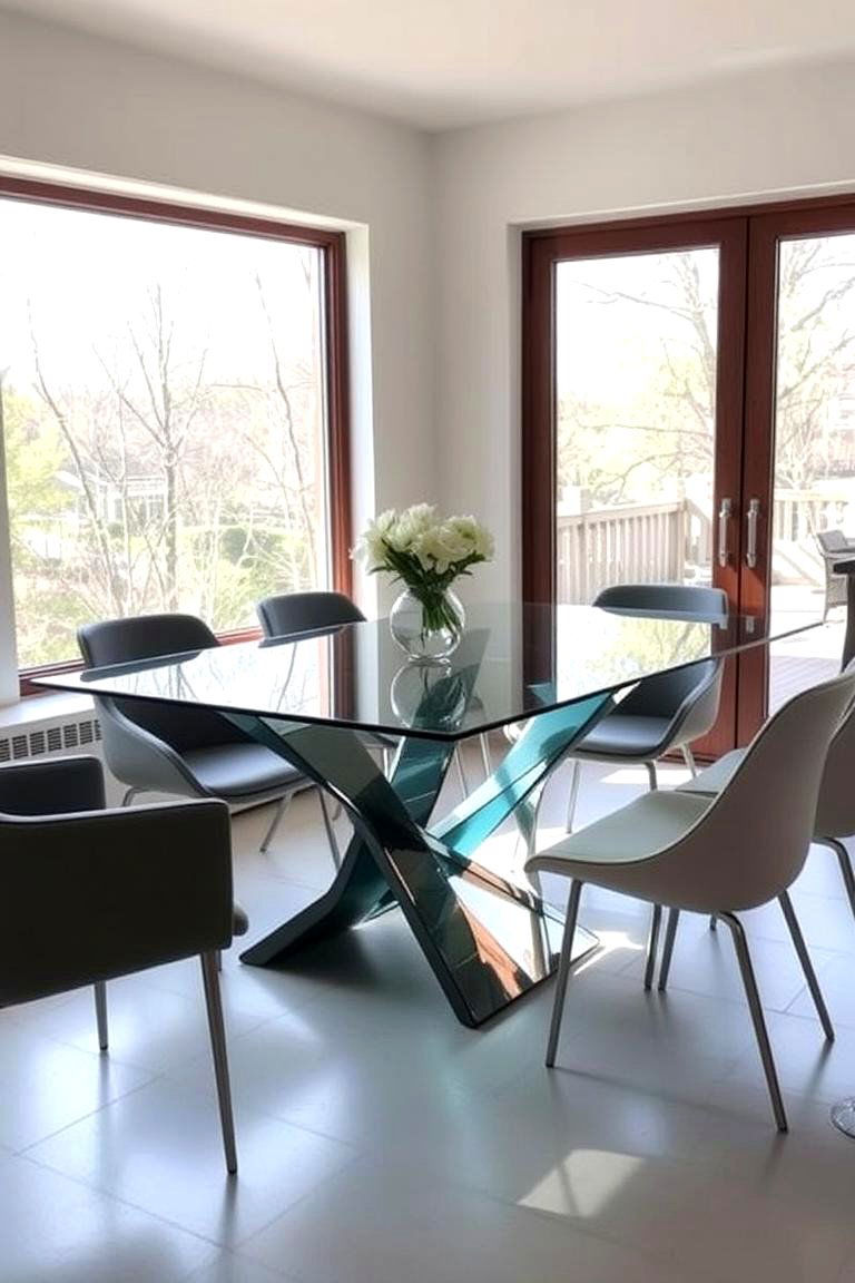 Glass Dining Table with Sculptural Base - 24 Luxury Dining Room Ideas