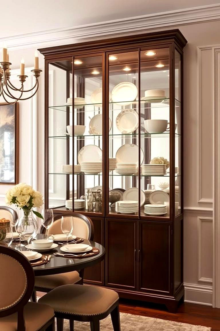 Glass Display Cabinets for Chic Storage - 24 Dining Room Storage Ideas