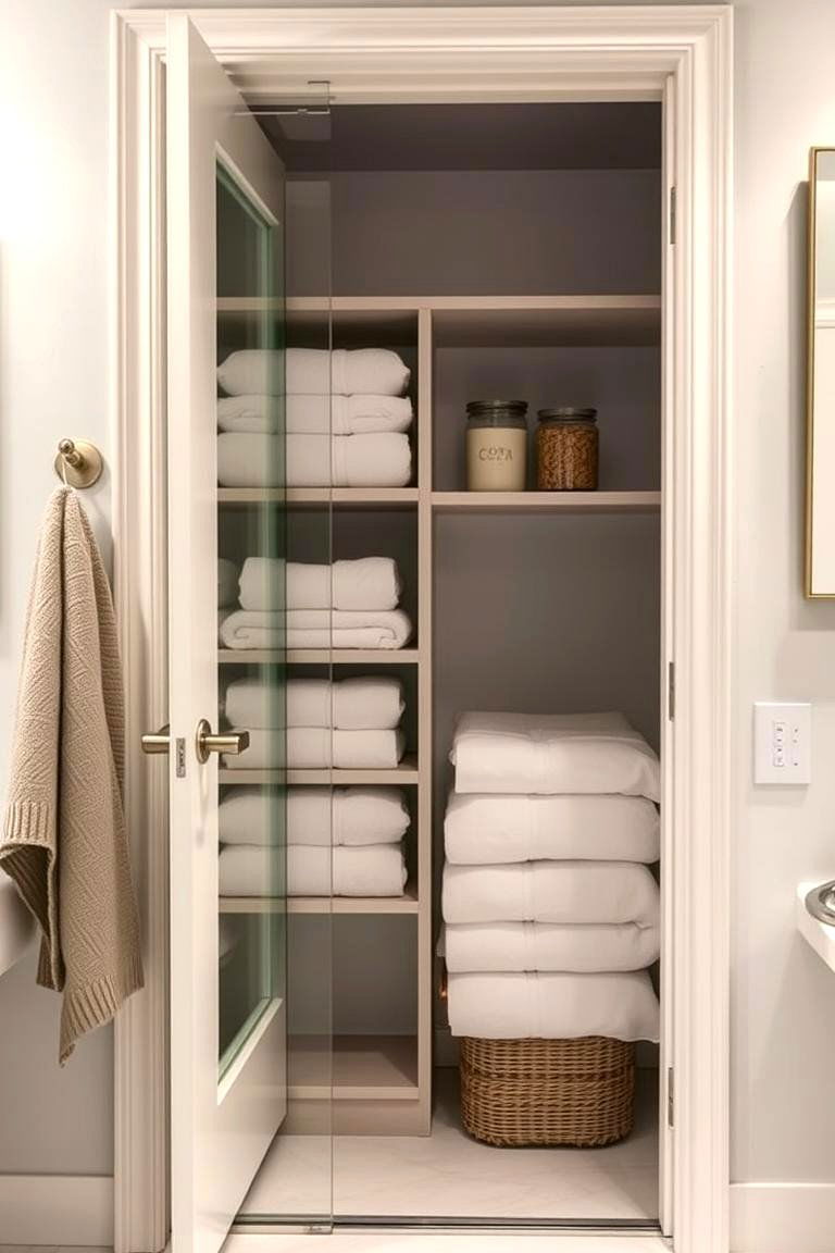 Glass Door Closet for a Modern Touch - 24 Bathroom Closet Ideas