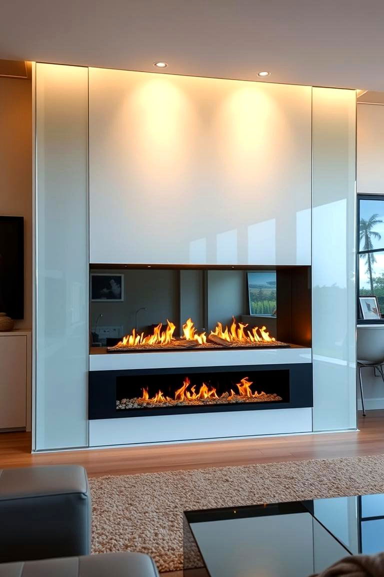 Glass Enclosed Fireplace Wall - 24 Fireplace Wall Ideas