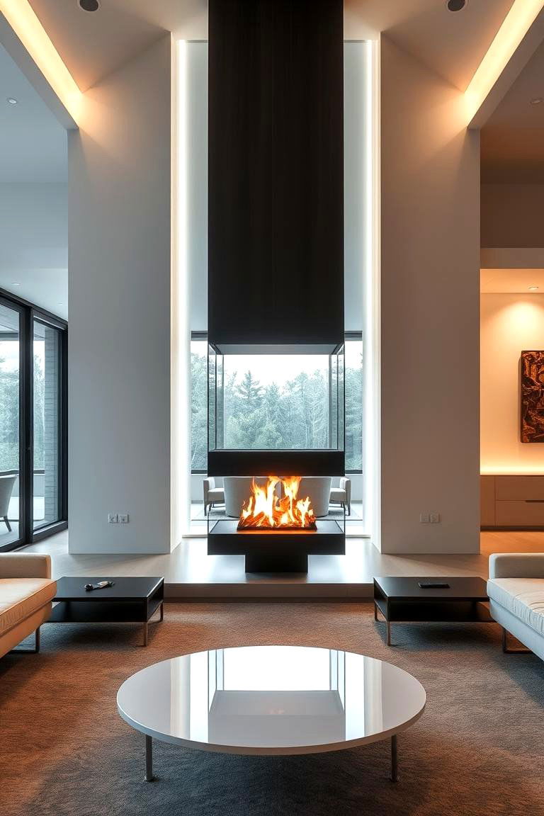 Glass Enclosed Fireplace for a Contemporary Look - 24 Modern Fireplace Ideas