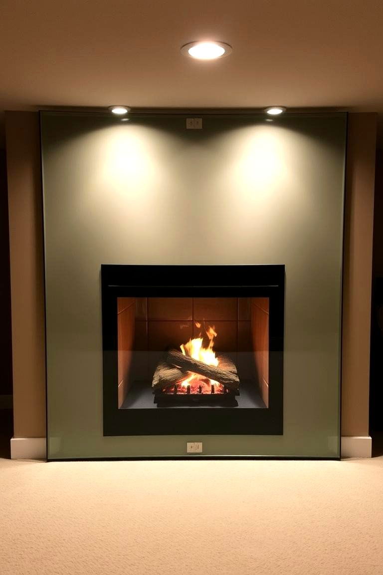 Glass Enclosed Fireplace - 24 Basement Fireplace Ideas