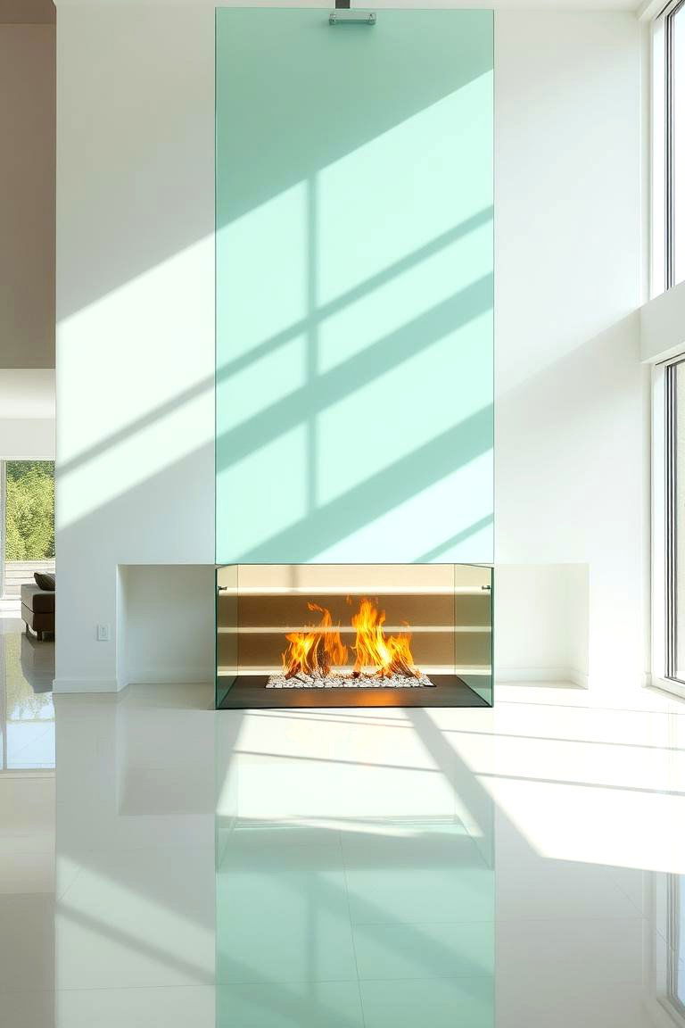 Glass Focal Brilliance - 24 Double-sided Fireplace Ideas