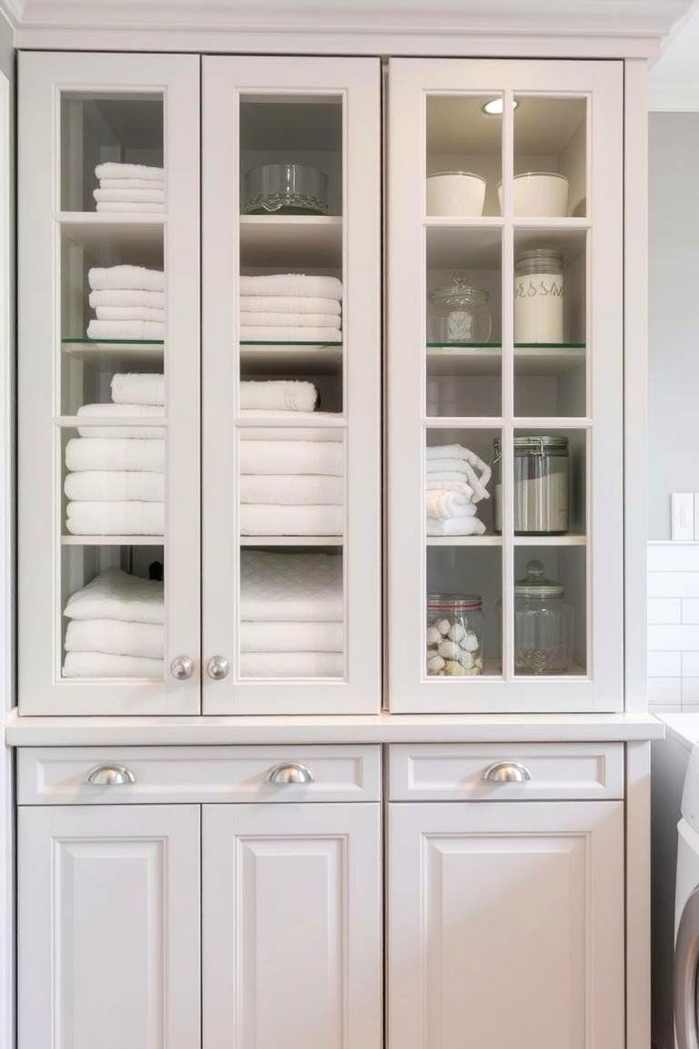 Glass Front Cabinets for a Touch of Elegance - 24 Laundry Room Cabinet Ideas