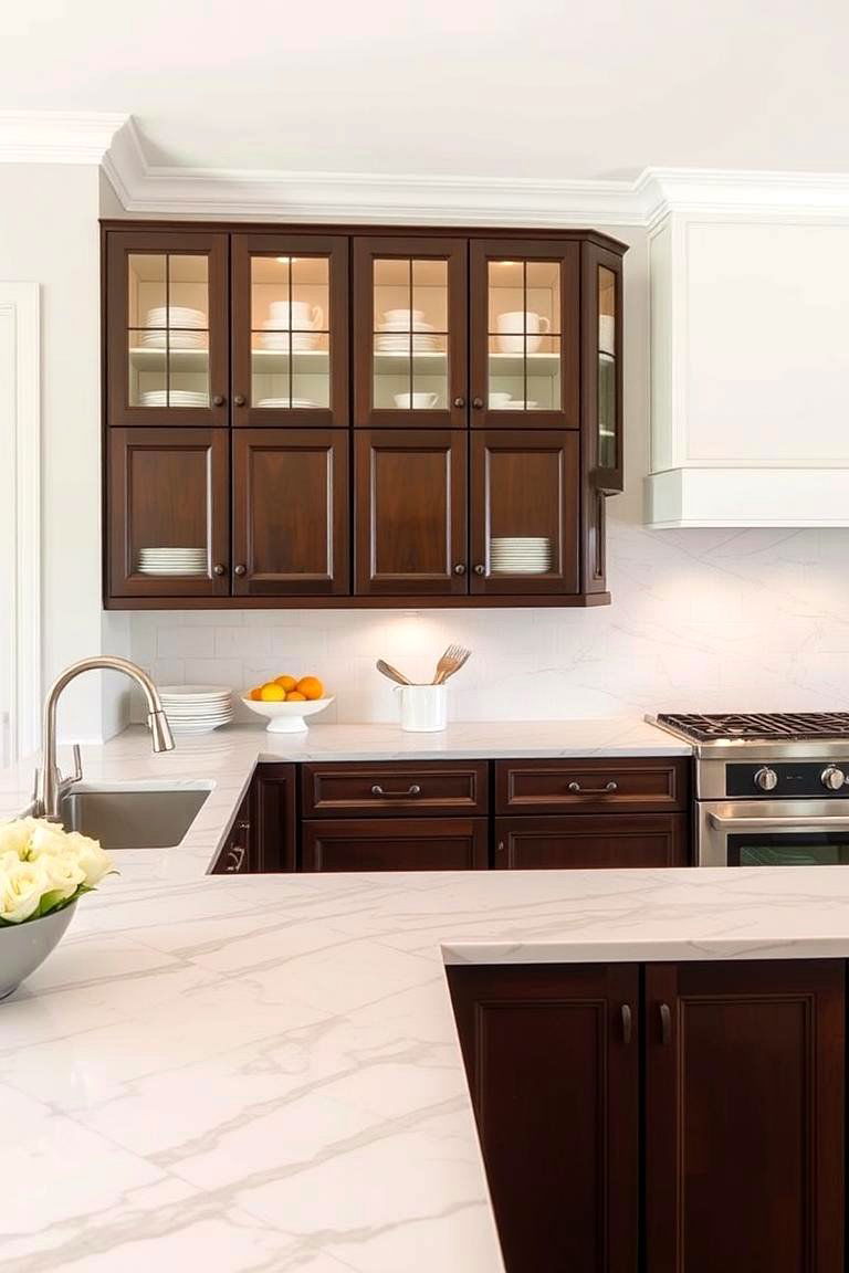 Glass Front Cabinets to Showcase Contents - 24 U Shaped Kitchen Ideas