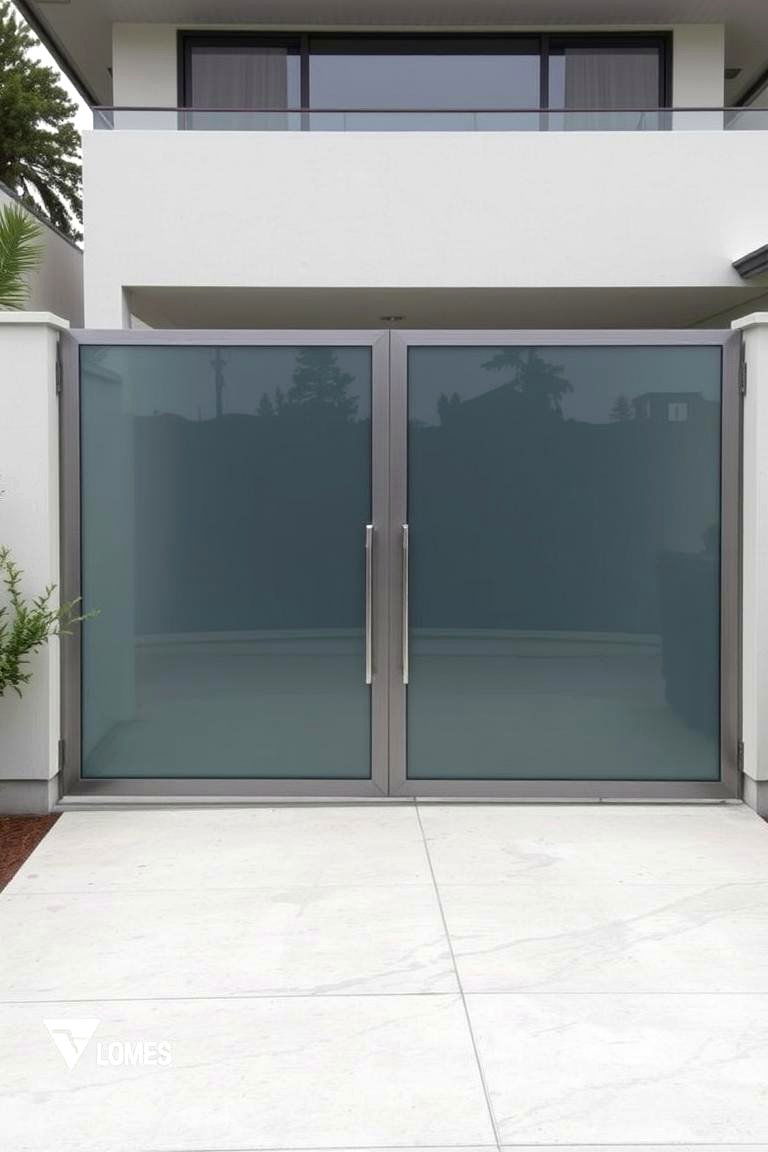 Glass Panel Gate with Steel Frame - 24 Front Gate Ideas