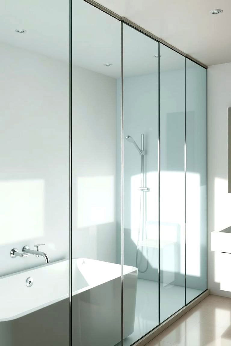 Glass Panels for a Sleek Contemporary Look - 24 Bathroom Wall Paneling Ideas