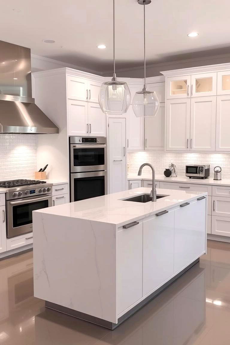 Glass Panels - 24 Kitchen Island Back Panel Ideas