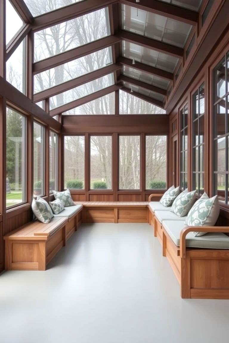Glass Porch with Built in Seating - 24 Glass Porch Design Ideas