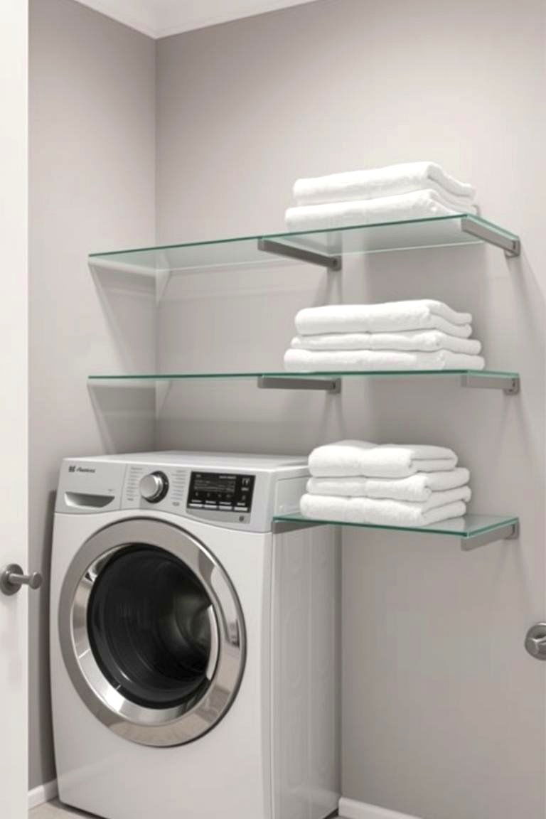 Glass Shelves for a Modern Look - 24 Laundry Room Shelf Ideas