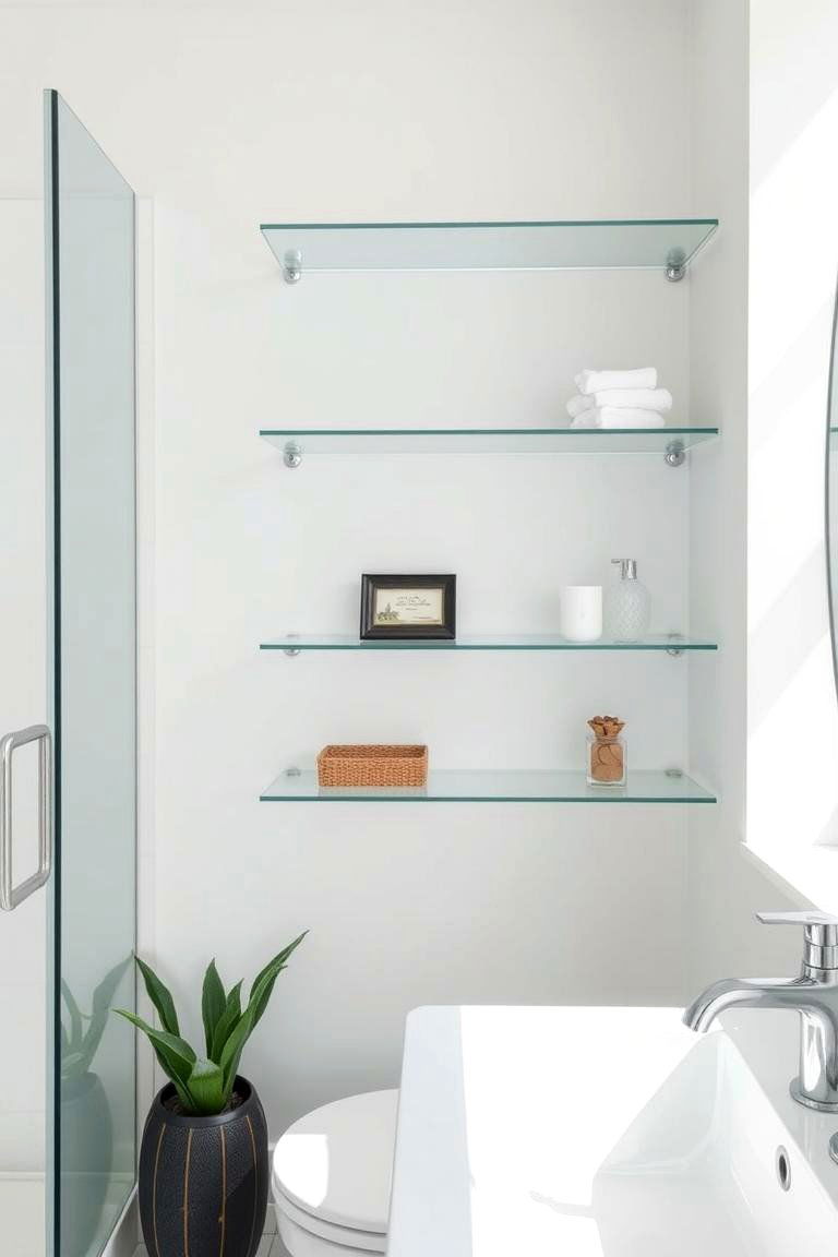 Glass Shelves for a Sleek Elegant Touch - 24 Bathroom Shelf Ideas