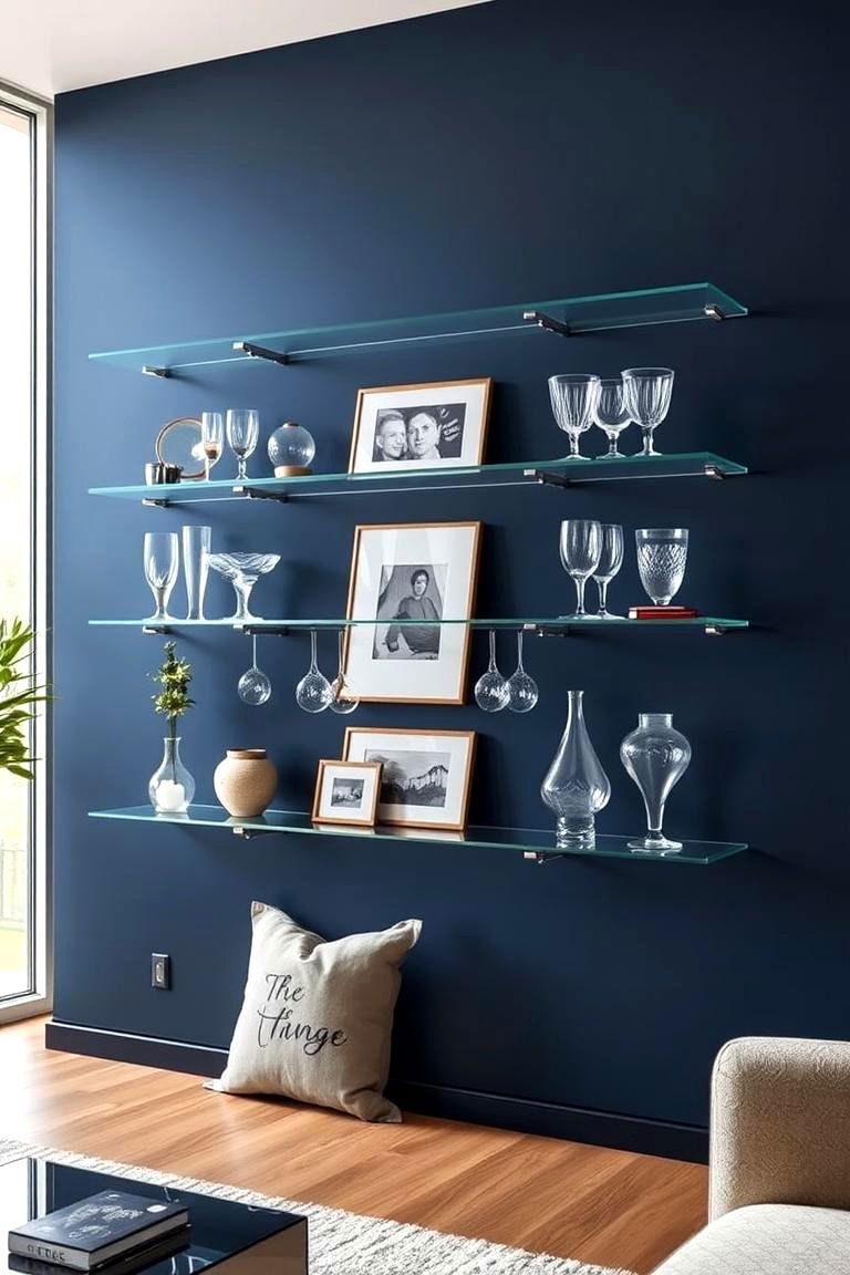 Glass Shelves for an Airy and Elegant Feel - 24 Living Room Shelf Ideas
