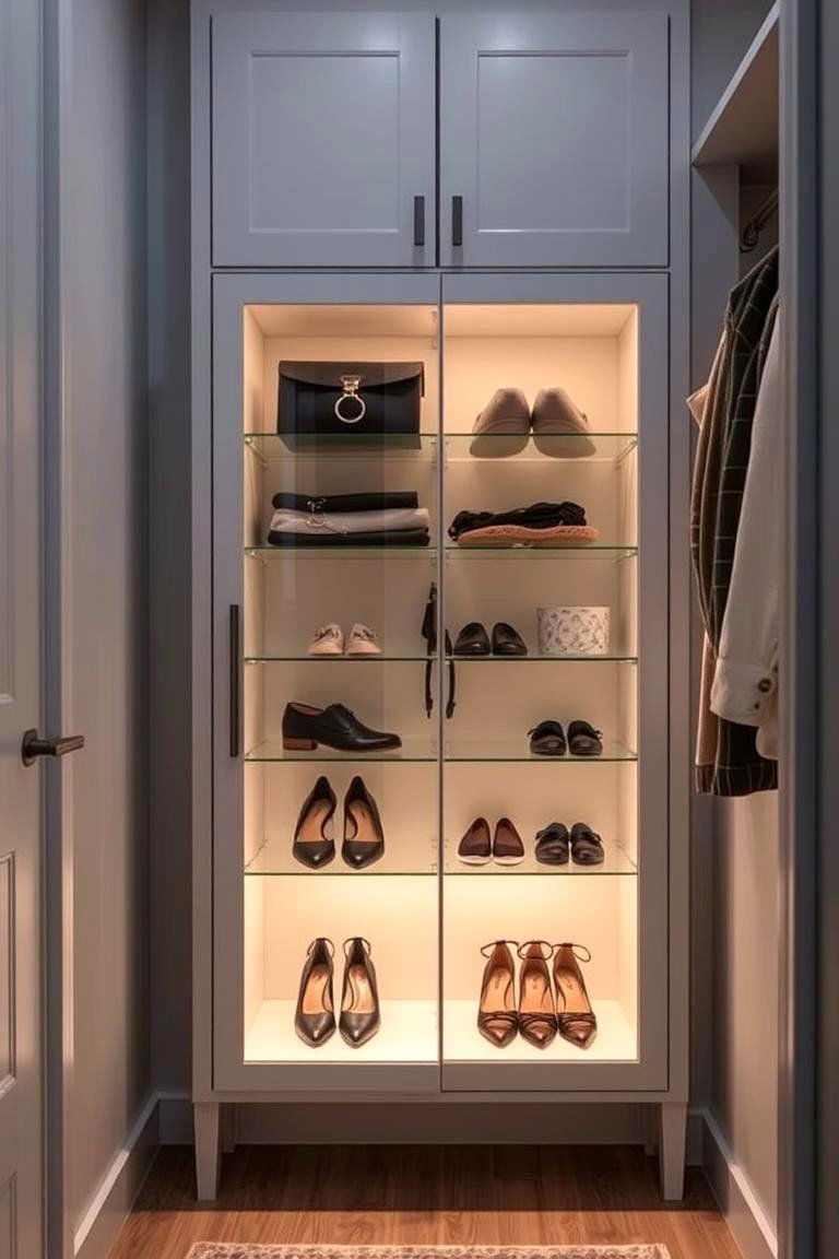Glass Storage Cabinet for Visibility and Style - 24 Entry Closet Ideas