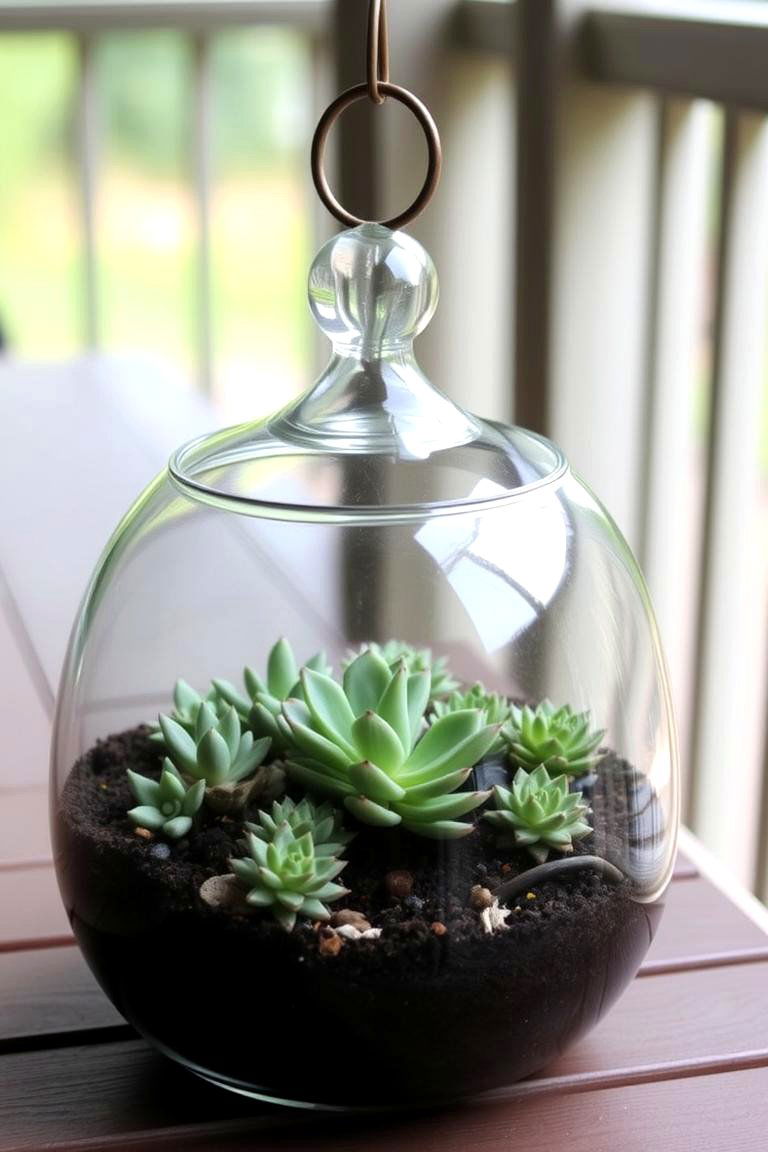 Glass Terrarium Outdoors Sheltered - 24 Outdoor Succulent Container Ideas
