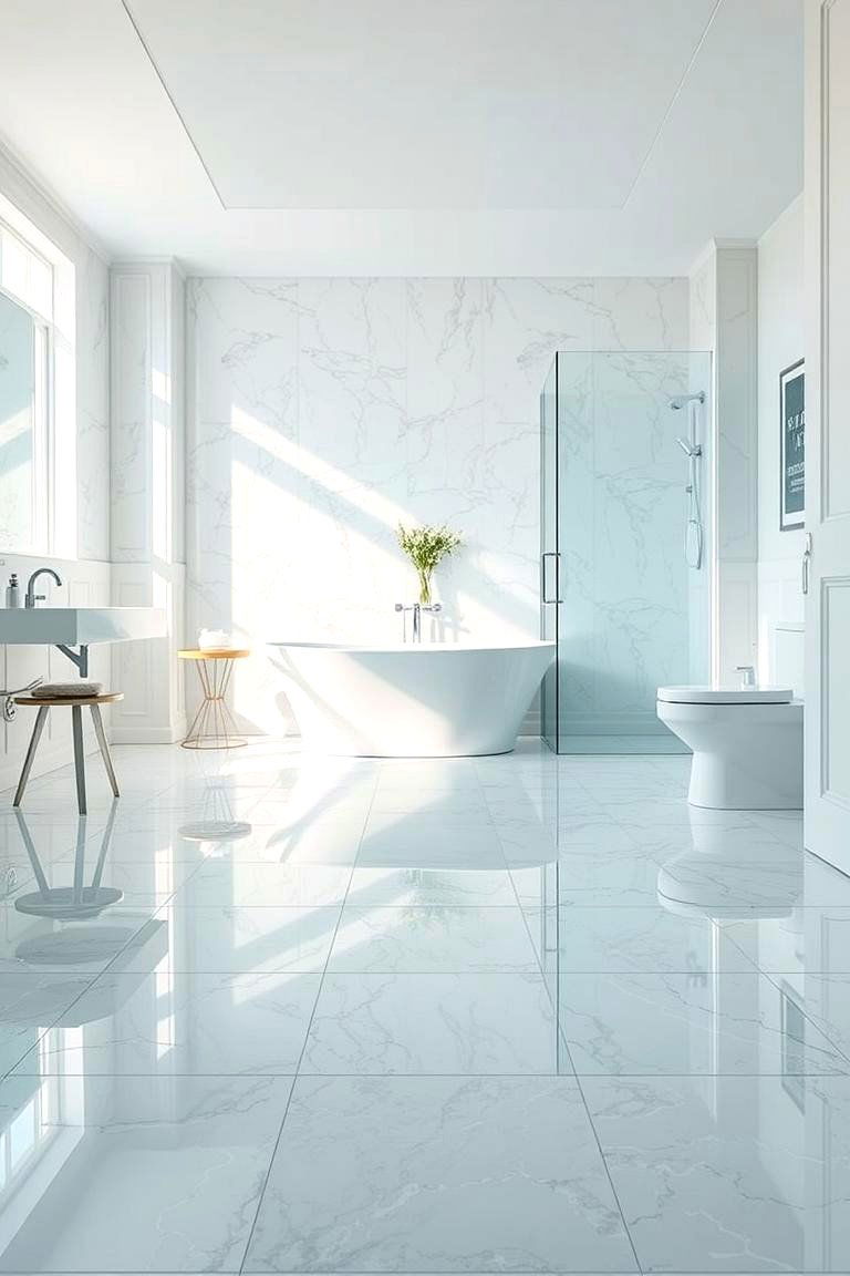 Glass Tile Flooring - 24 Bathroom Flooring Ideas