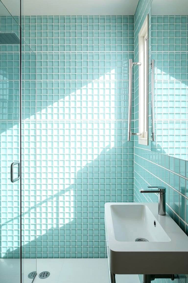 Glass Tiles for a Sleek Modern Look - 24 Bathroom Backsplash Ideas