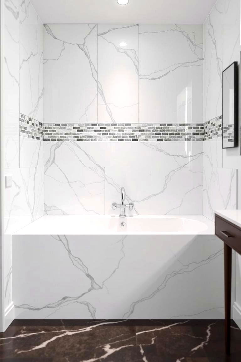 Glass and Marble Combo Surround - 24 Bathtub Surround Ideas