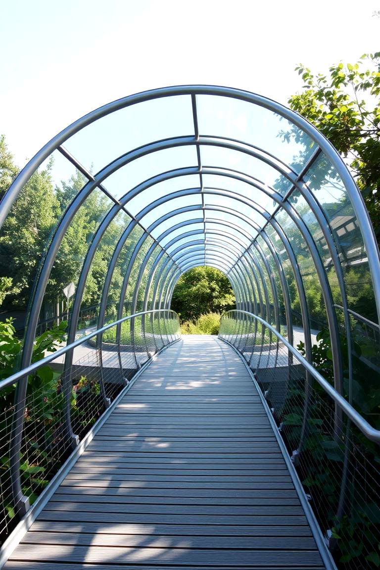 Glass and Metal Bridge - 24 Garden Bridge Ideas