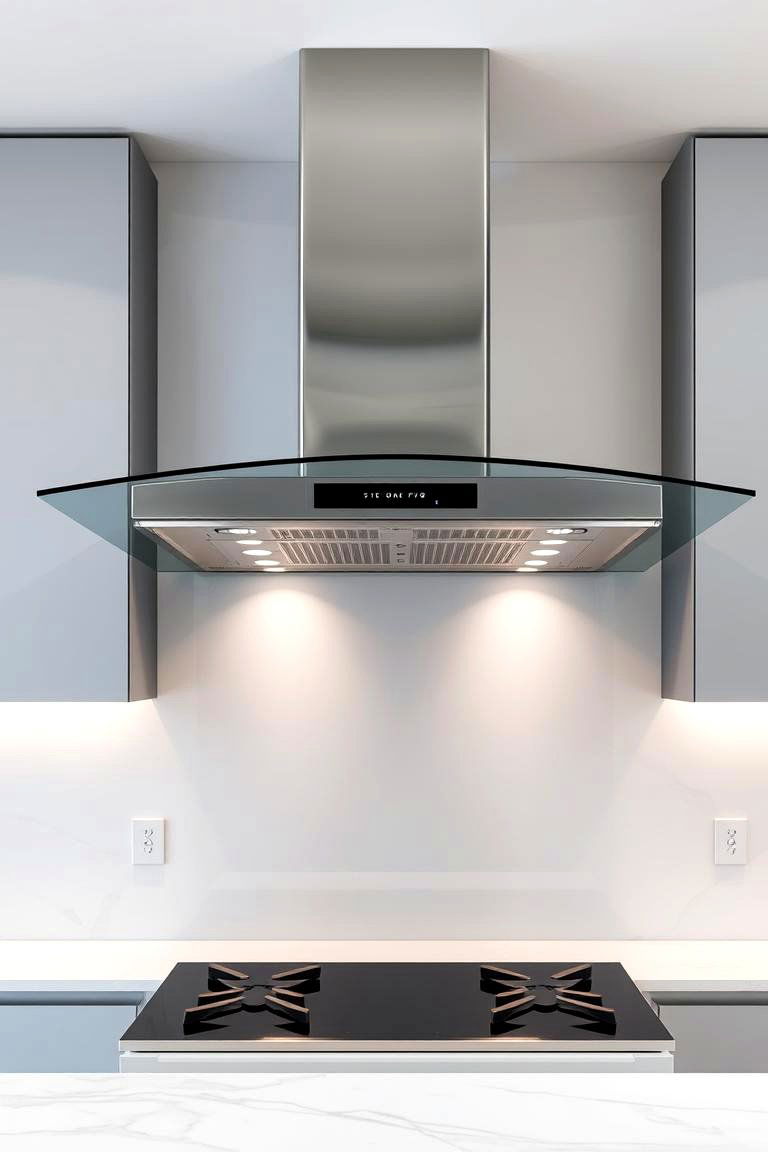 Glass and Metal Fusion Range Hood - 24 Range Hood Ideas