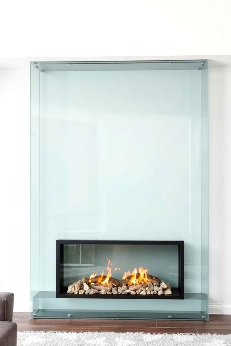 Glass and Steel for a Contemporary Look - 24 Fireplace Wall Ideas
