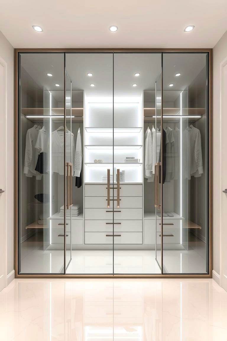 Glass front Closet Island - 24 Closet Island Ideas