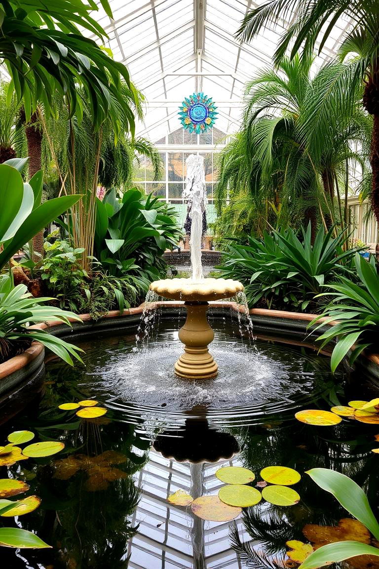Glasshouse with Water Features - 24 Fantasy Greenhouse Ideas