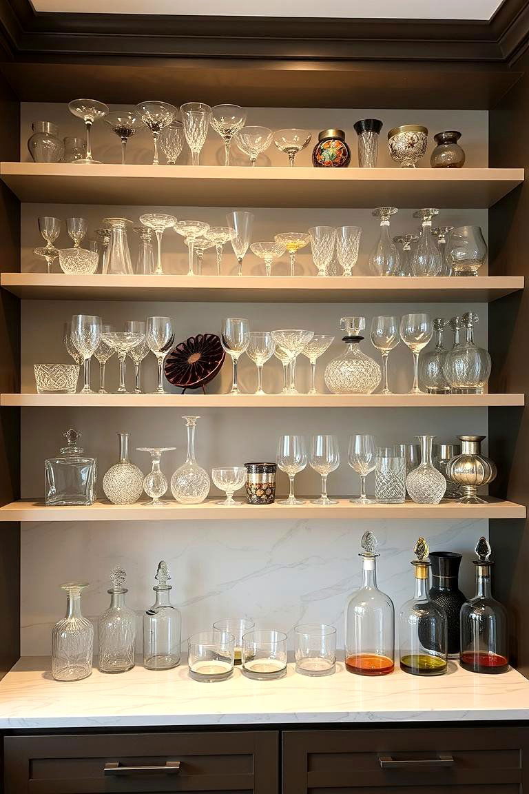 Gleaming Collections Organizing Your Glassware - 24 Open Shelving Kitchen Ideas