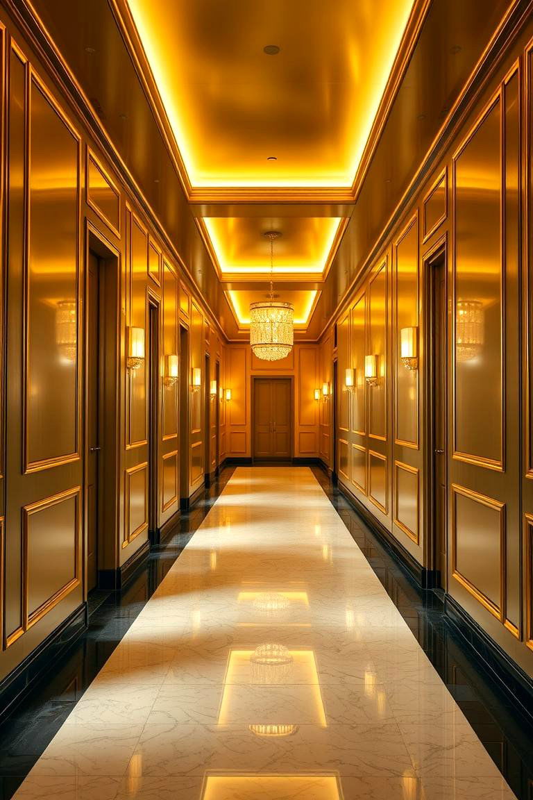 Gleaming Gold Hallway - 24 Colorful Room Ideas