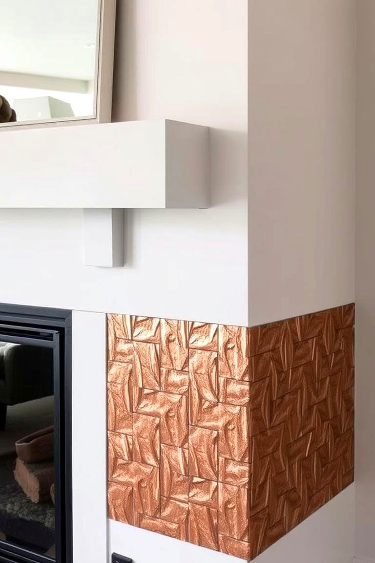 Gleaming Metallic Accents - 24 Farmhouse Fireplace Tile Ideas