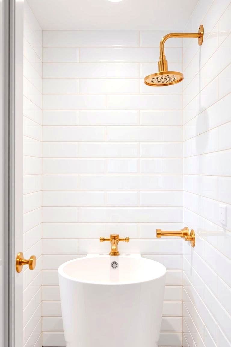 Glistening Gold Fixtures - 24 White and Gold Bathroom Ideas