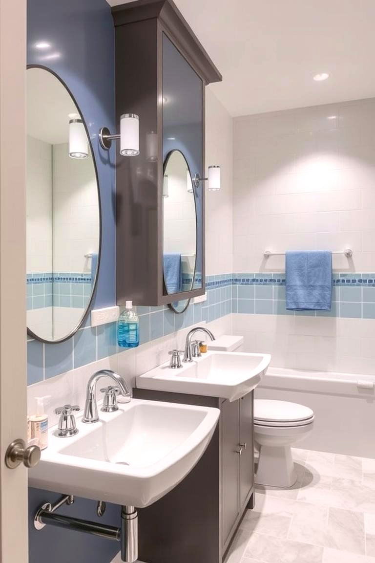 Glistening Silver Hardware - 24 Blue and Gray Bathroom Ideas