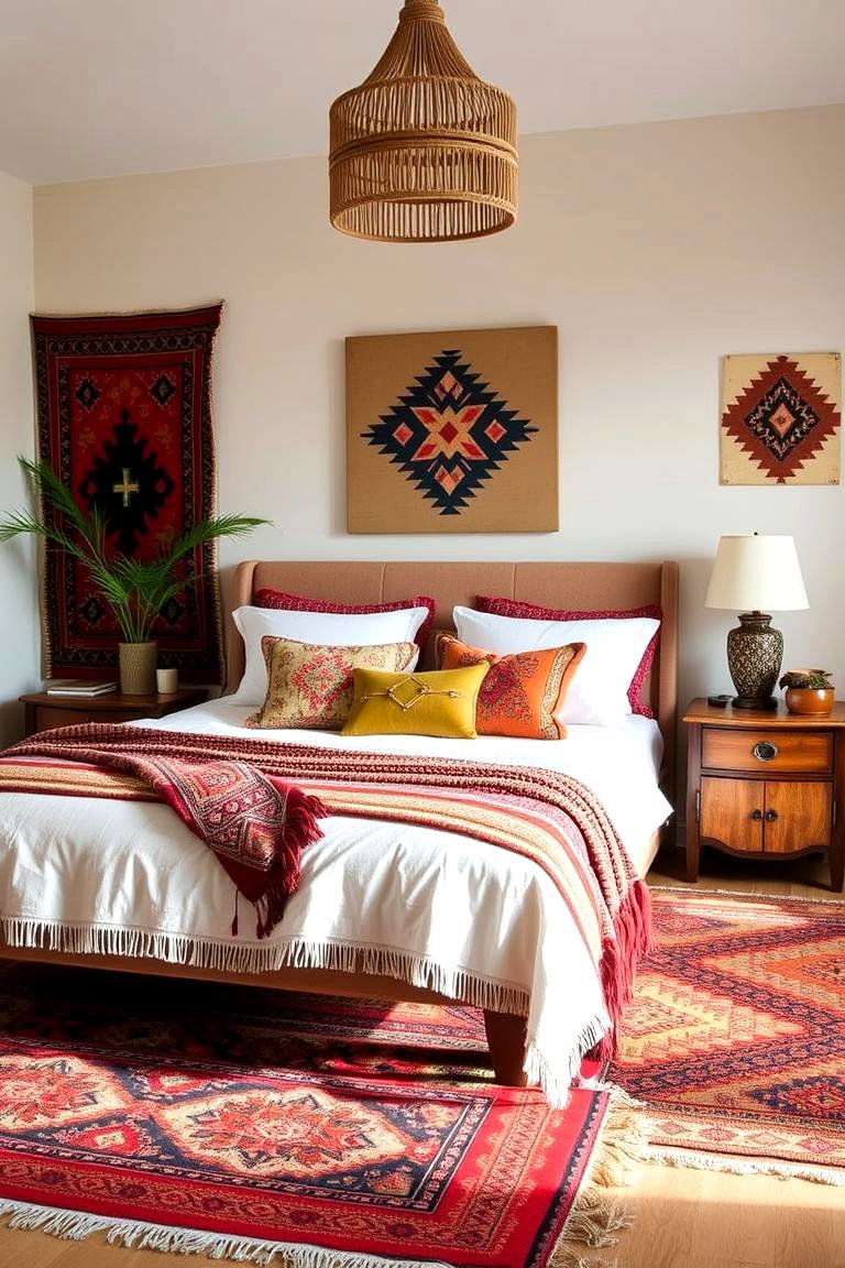 Global Bohemian Patterns - 24 Dark Boho Bedroom Ideas