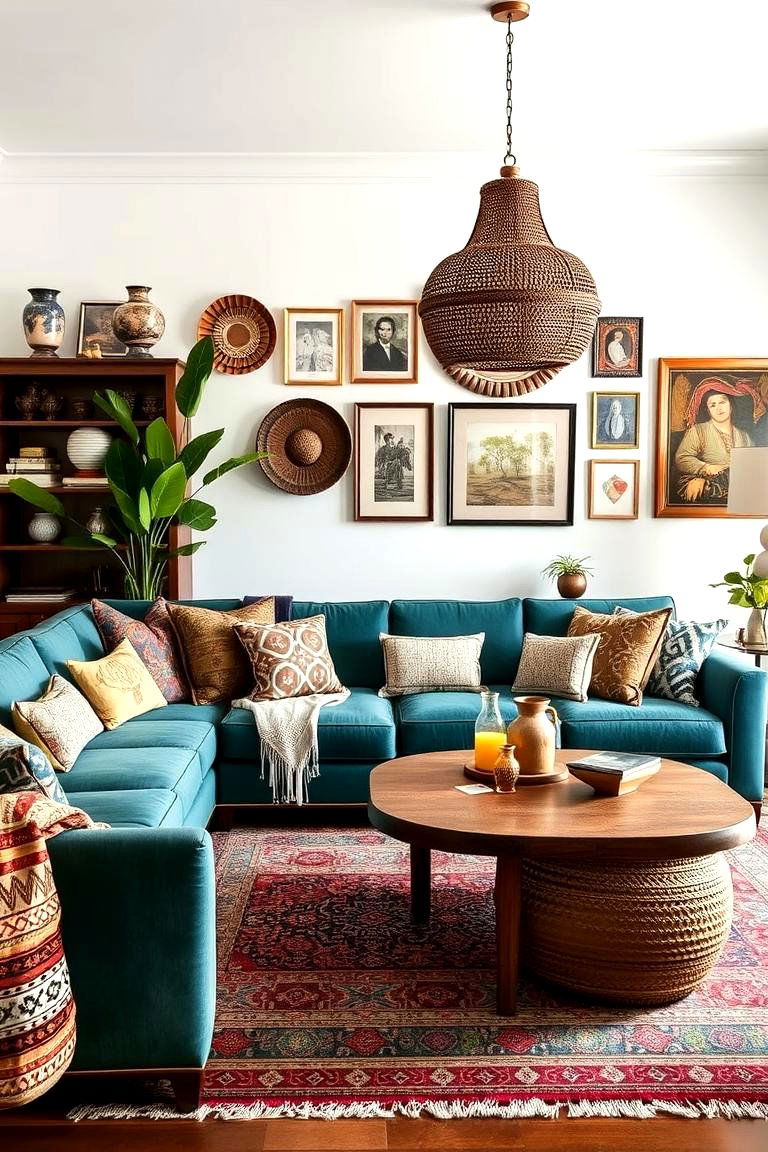 Global Fusion - 24 Teal Couch Living Room Ideas