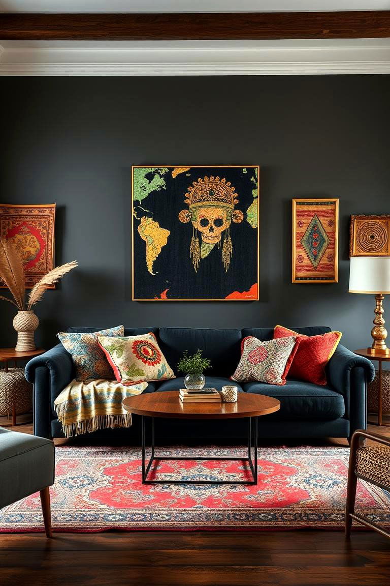 Global Influences - 24 Black Couch Living Room Ideas