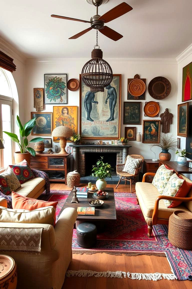 Global Inspired Decor Elements - 24 Black Boho Living Room Ideas