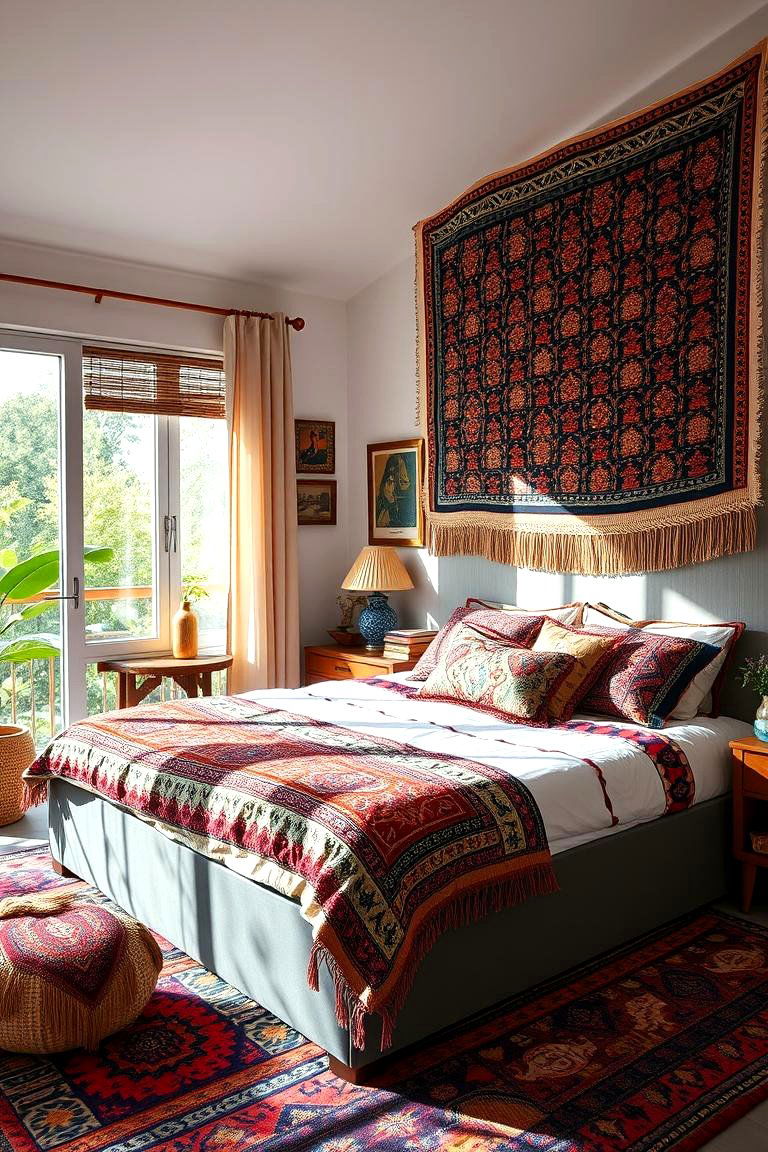 Global Patterns and Prints - 24 Grey Boho Bedroom Ideas