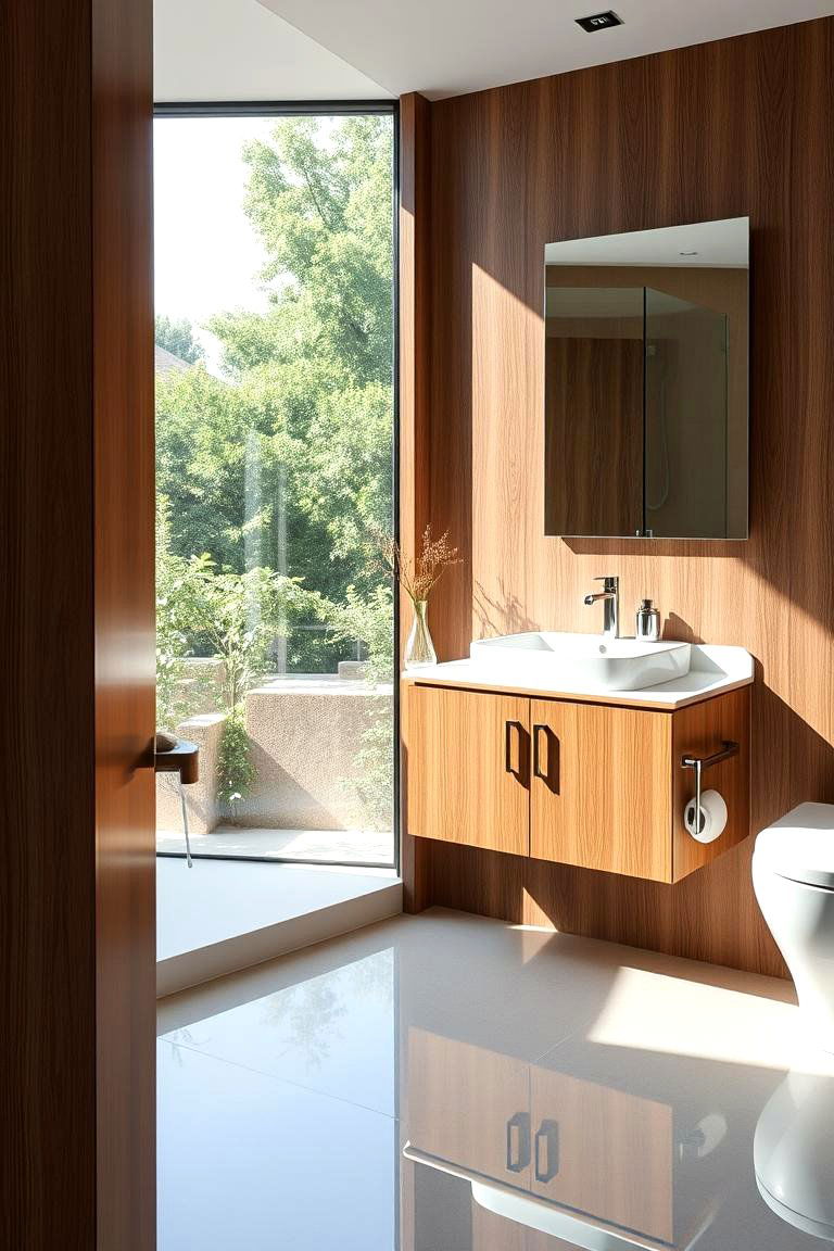 Glossy Finished Wood Surfaces - 24 Ideas for Wood Floors in Bathrooms