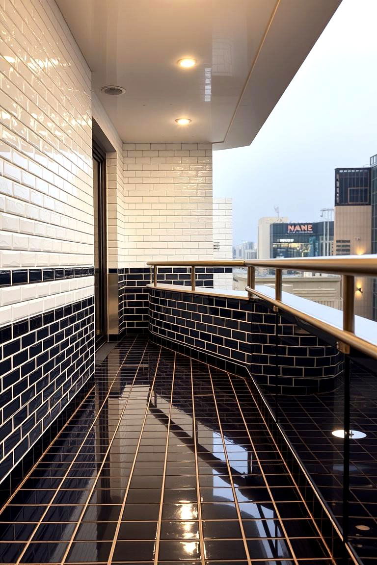 Glossy Subway Tiles - 24 Balcony Tiles Ideas