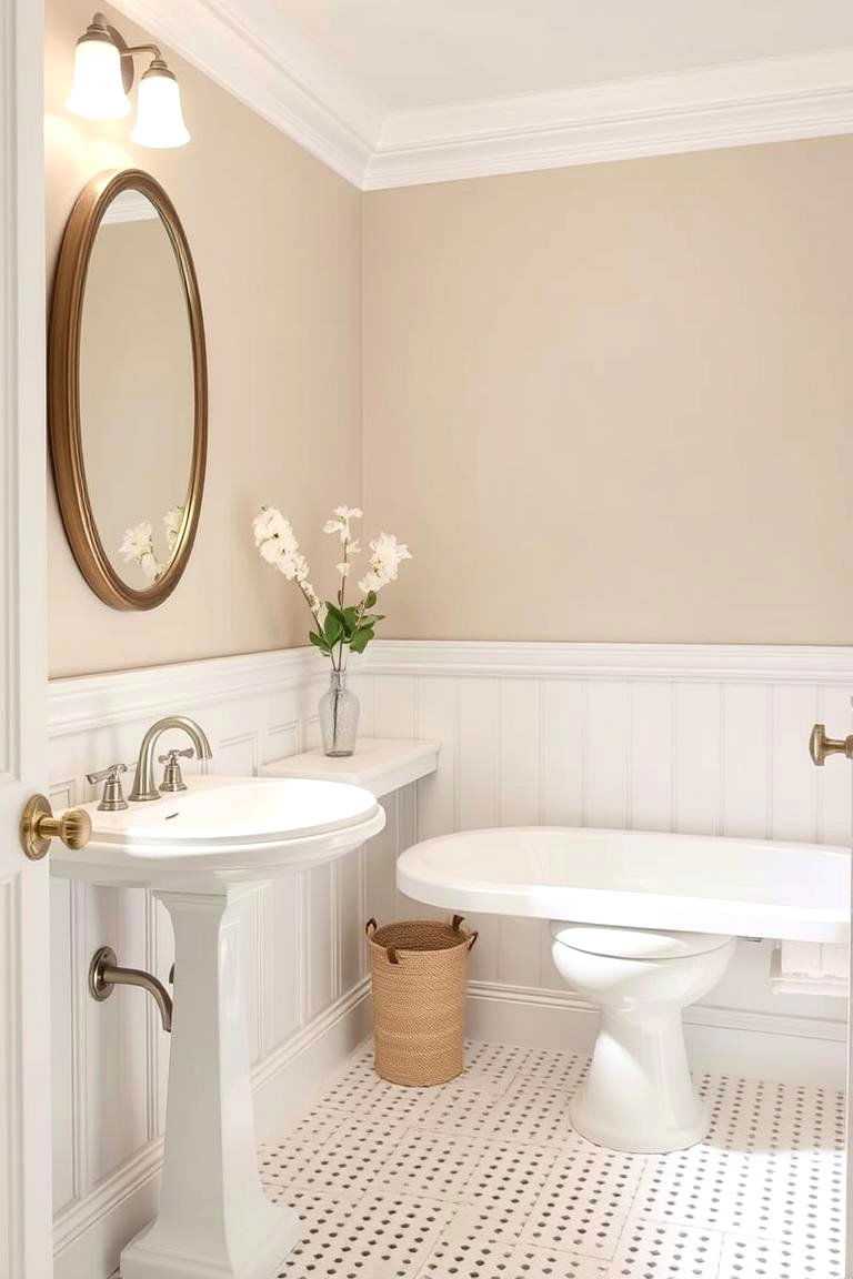 Glossy Vinyl Wainscoting - 24 Bathroom Wainscoting Ideas