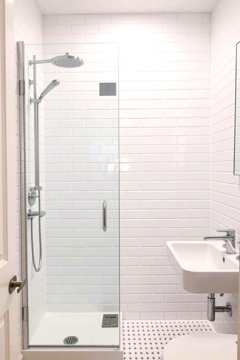 Glossy White Subway Tiles for a Timeless Look - 24 Bathroom Tile Ideas