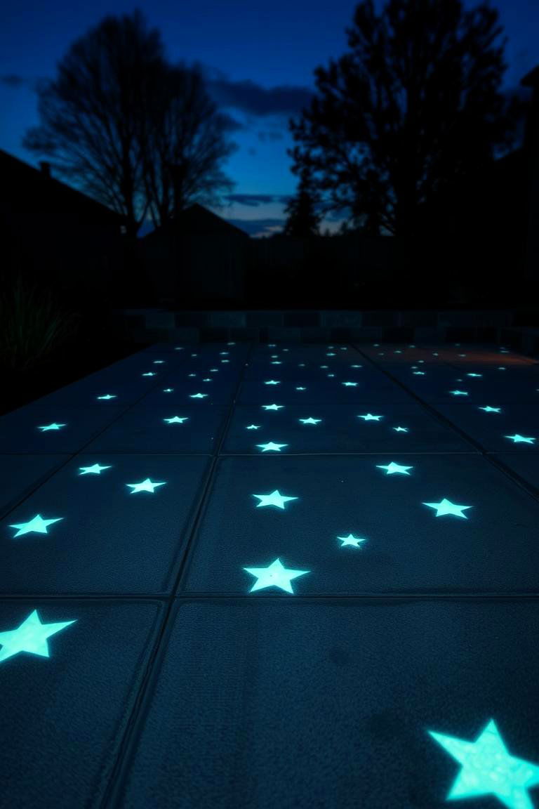 Glow in the Dark Accents - 24 Painted Concrete Patio Ideas