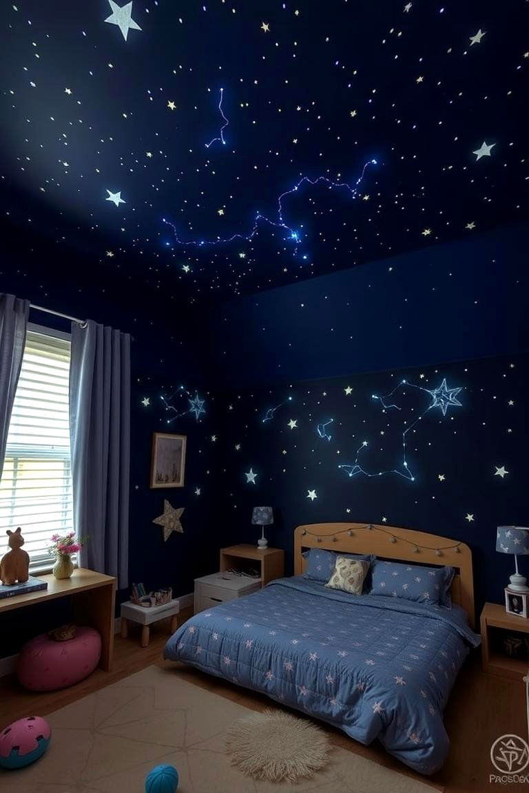 Glow in the Dark Stars and Constellations - 24 Kids Room Paint Ideas