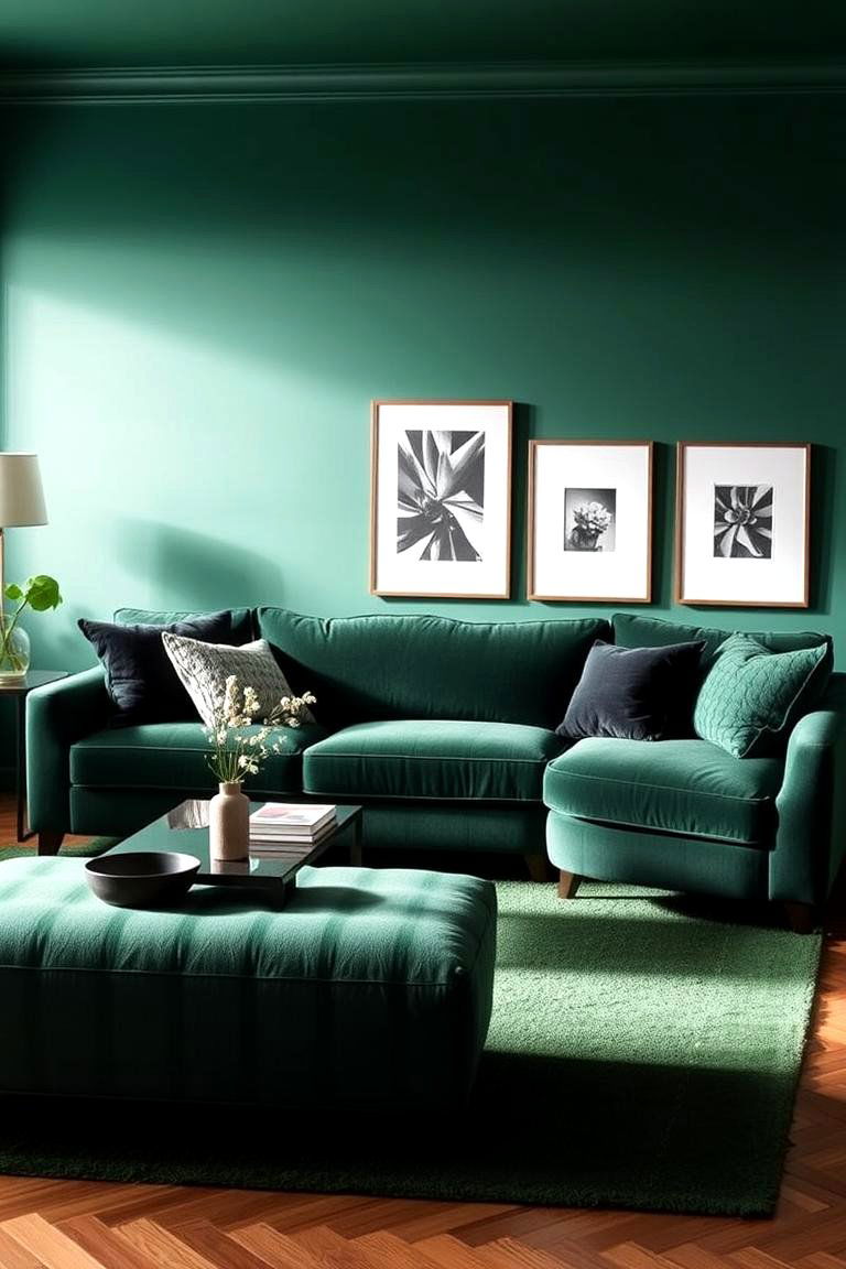 Go Bold with Darker Greens - 24 Emerald Green Sofa Living Room Ideas
